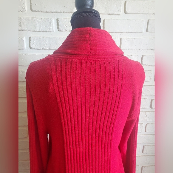 Jones New York Ribbed Knit Cowl Neck Sweater Red Size Large - Picture 8 of 12